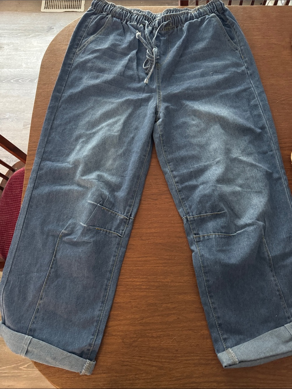 Women’s Blue Relaxed Drawstring Jeans
